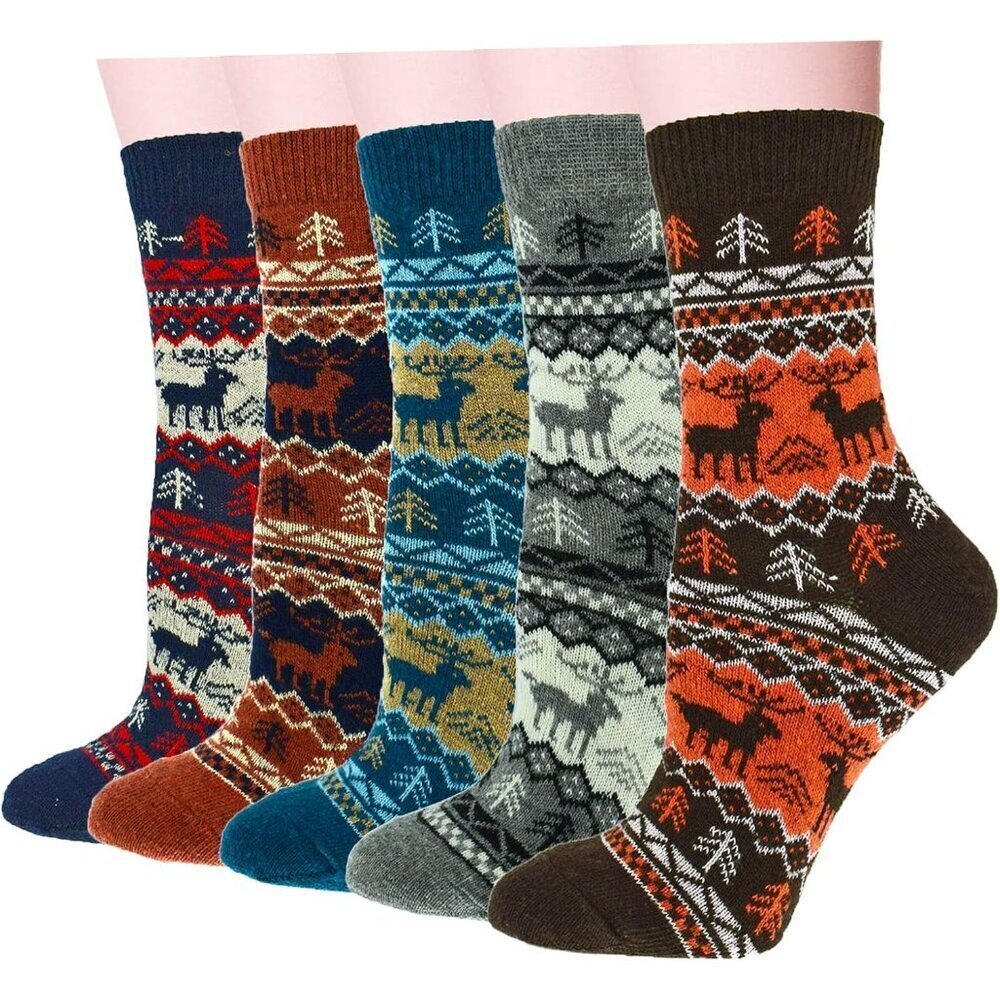 YZKKE 5Pack Womens Q-16 Vintage Winter Soft Warm Thick Cold Knit Wool Crew Soize